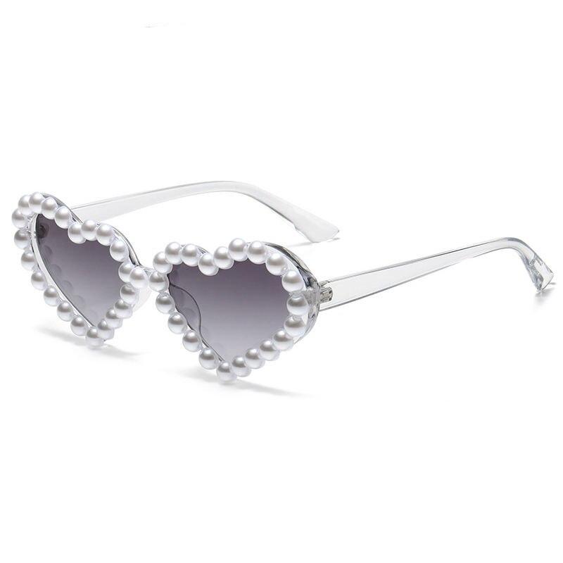 Pearl Sunglasses Women Heart Shaped Luxury Diamond Candy Color Punk Sun Glasses Ladies Lunette De Soleil Femme Eyewear gafas