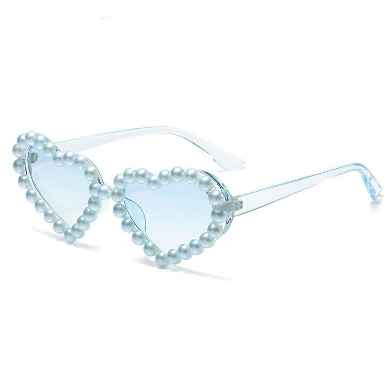 Pearl Sunglasses Women Heart Shaped Luxury Diamond Candy Color Punk Sun Glasses Ladies Lunette De Soleil Femme Eyewear gafas