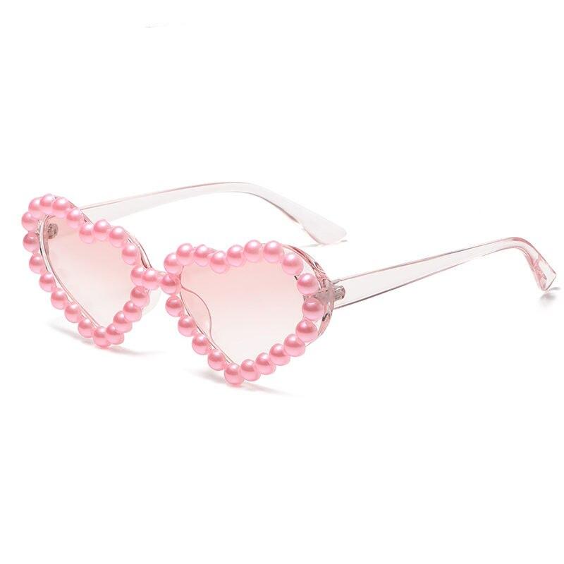 Pearl Sunglasses Women Heart Shaped Luxury Diamond Candy Color Punk Sun Glasses Ladies Lunette De Soleil Femme Eyewear gafas