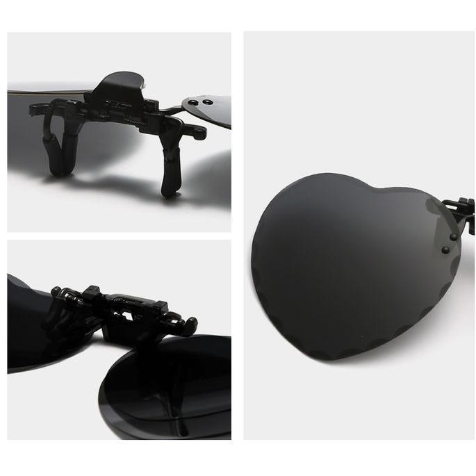 WarBlade Polarized Flip Up Clip on Sunglasses Women Fashion Heart Oversized Sunglasses Night Vision Driving Travel Glasses UV400