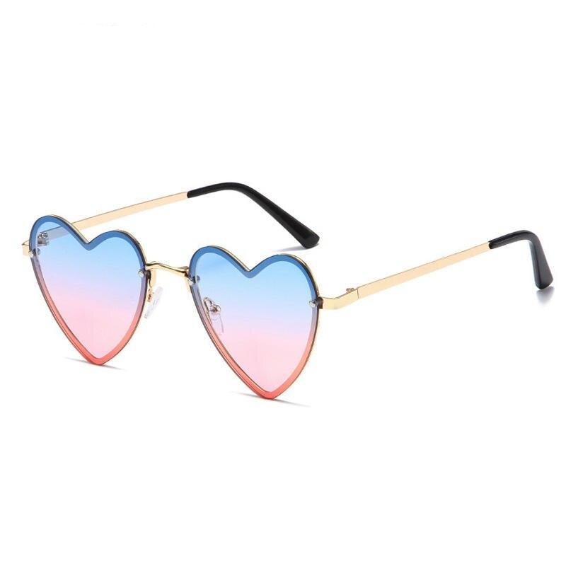 OEC CPO Ladies Heart Shaped Rimless Sunglasses Women Fashion Sun Glasses Female Trending Frameless Eyeglasses UV400 Eyewear